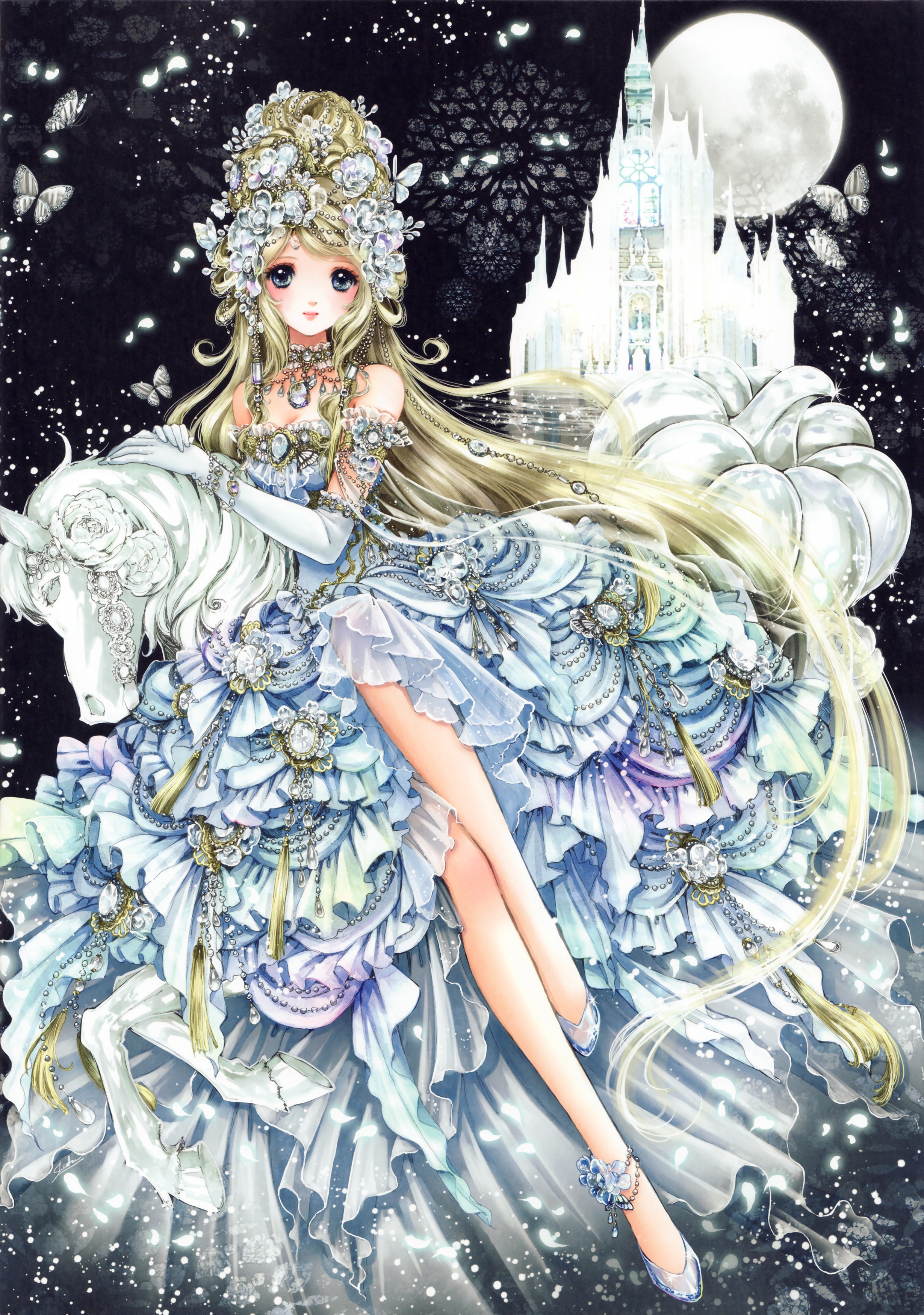gensoudou shiitake cinderella cleavage dress heels 309068 yande.re